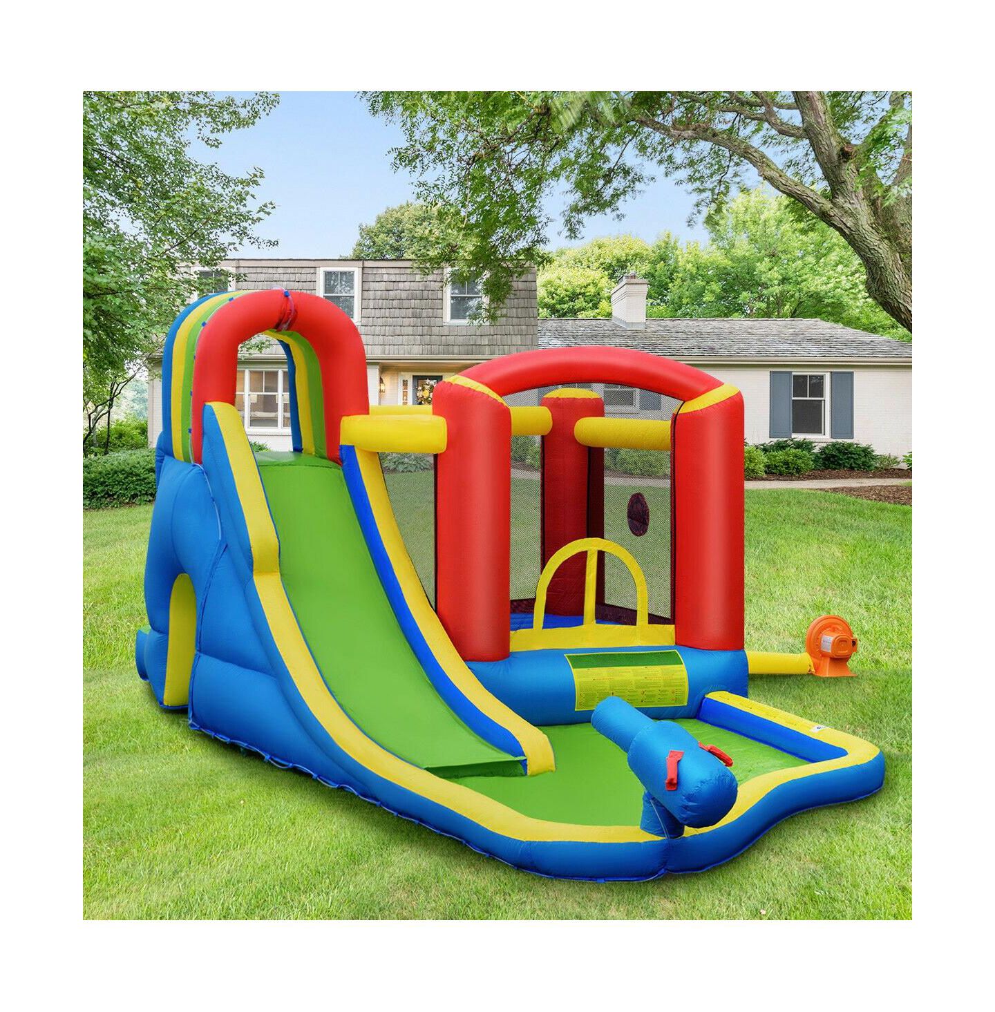 Детская игрушка Mecale Bounce House Castle 9-in-1 Inflatable with Water Slide, Accommodates 4 Kids, Ages 3-10, цвет: Зелёный — фото 2