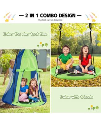 2-in-1 40 Inch Kids Hanging Chair Detachable Swing Tent