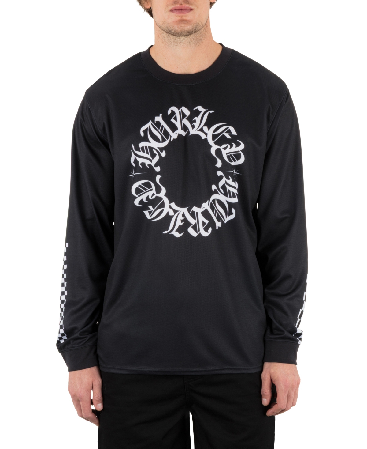 Men's Check Out Long Sleeve Jersey T-Shirt - Black