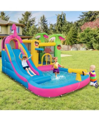 Inflatable Bounce Castle with Long Water Slide and 735W Blower