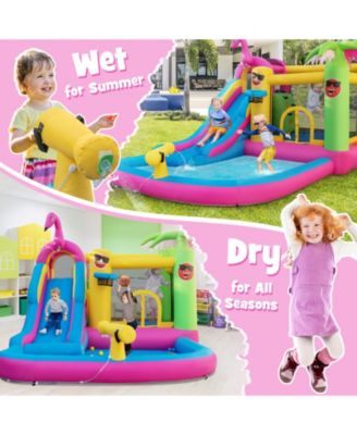 Inflatable Bounce Castle with Long Water Slide and 735W Blower