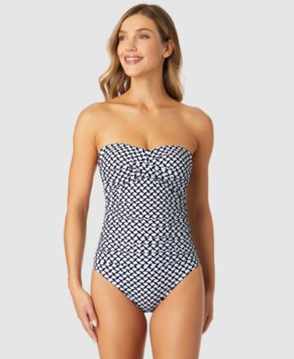 Women's Neo Geo Twist-Front Bandeau One-Piece Swimsuit