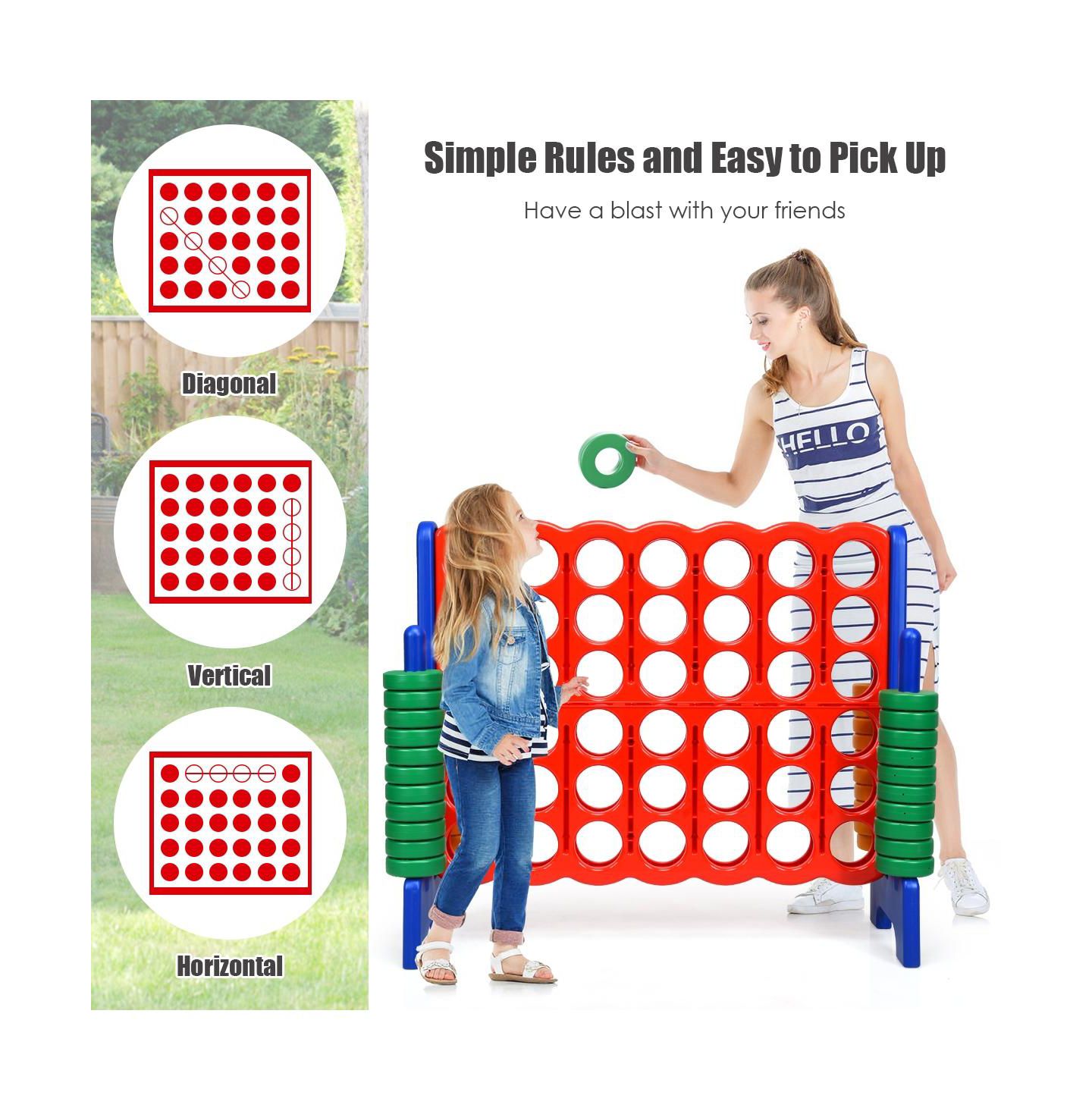 Детские игрушки Mecale 4-to-Score Giant Game Set with Quick-Release Slider, 42 Rings, Ages 3+, цвет: Синий — фото 5