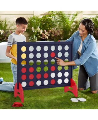 4-in-a-row Game Set Wooden Jumbo 4-to-Score Game with Carrying Bag