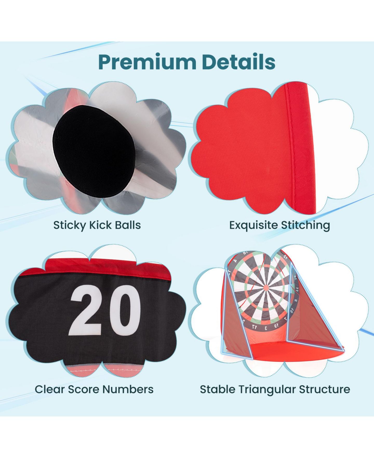 Детская игрушка Mecale Large Soccer Dartboard with 4 Kick Balls, 57"L x 52"W x 64"H, Ages 6+, цвет: Красный — фото 5