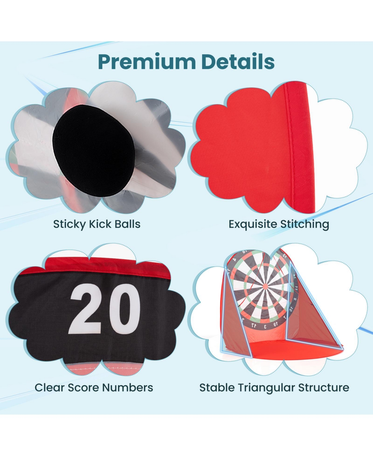 Large Dart Board for Kids with 4 Kick Balls