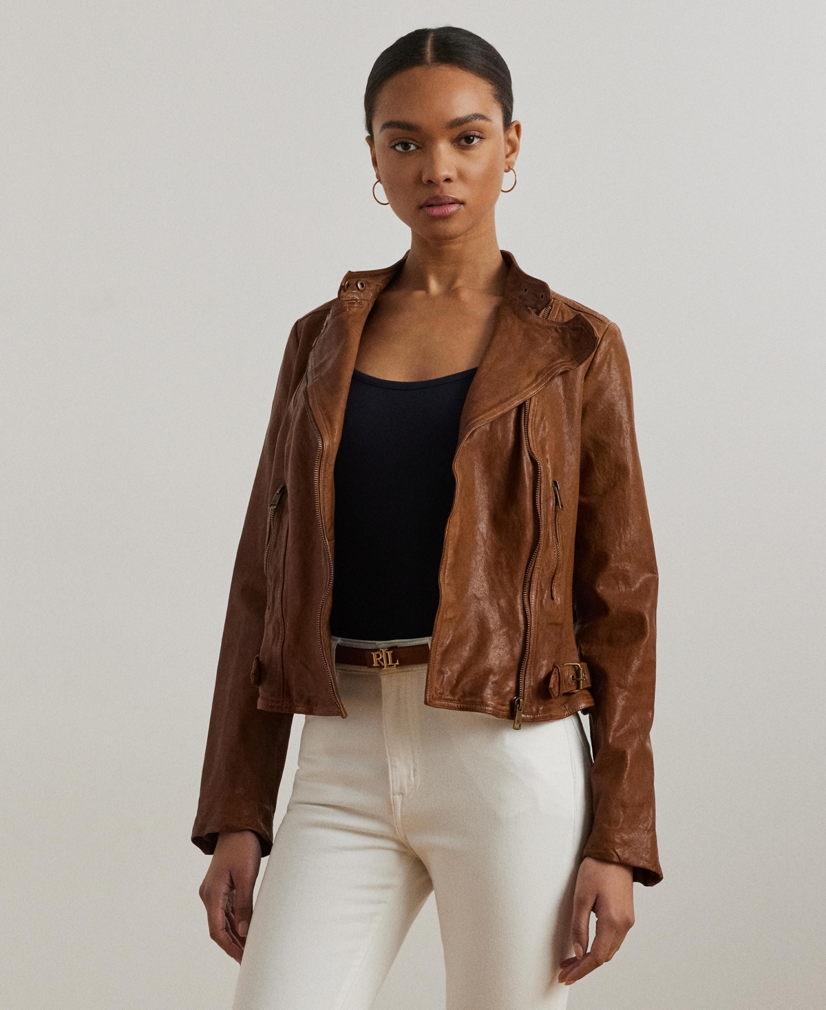 Tumbled-Leather Jacket - Dark Walnut