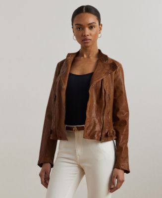 Lauren Ralph Lauren Tumbled-Leather Jacket - Macy's