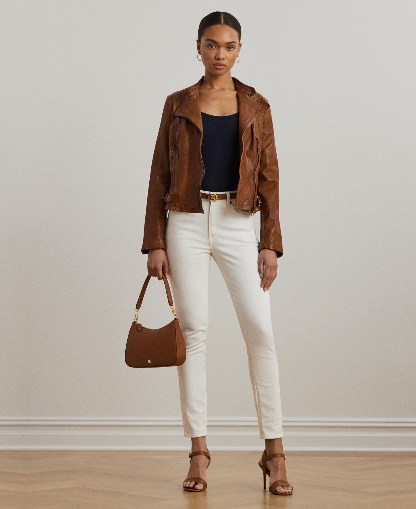 Женская куртка Lauren Ralph Lauren Tumbled-Leather, цвет: Тёмный орех — фото 2