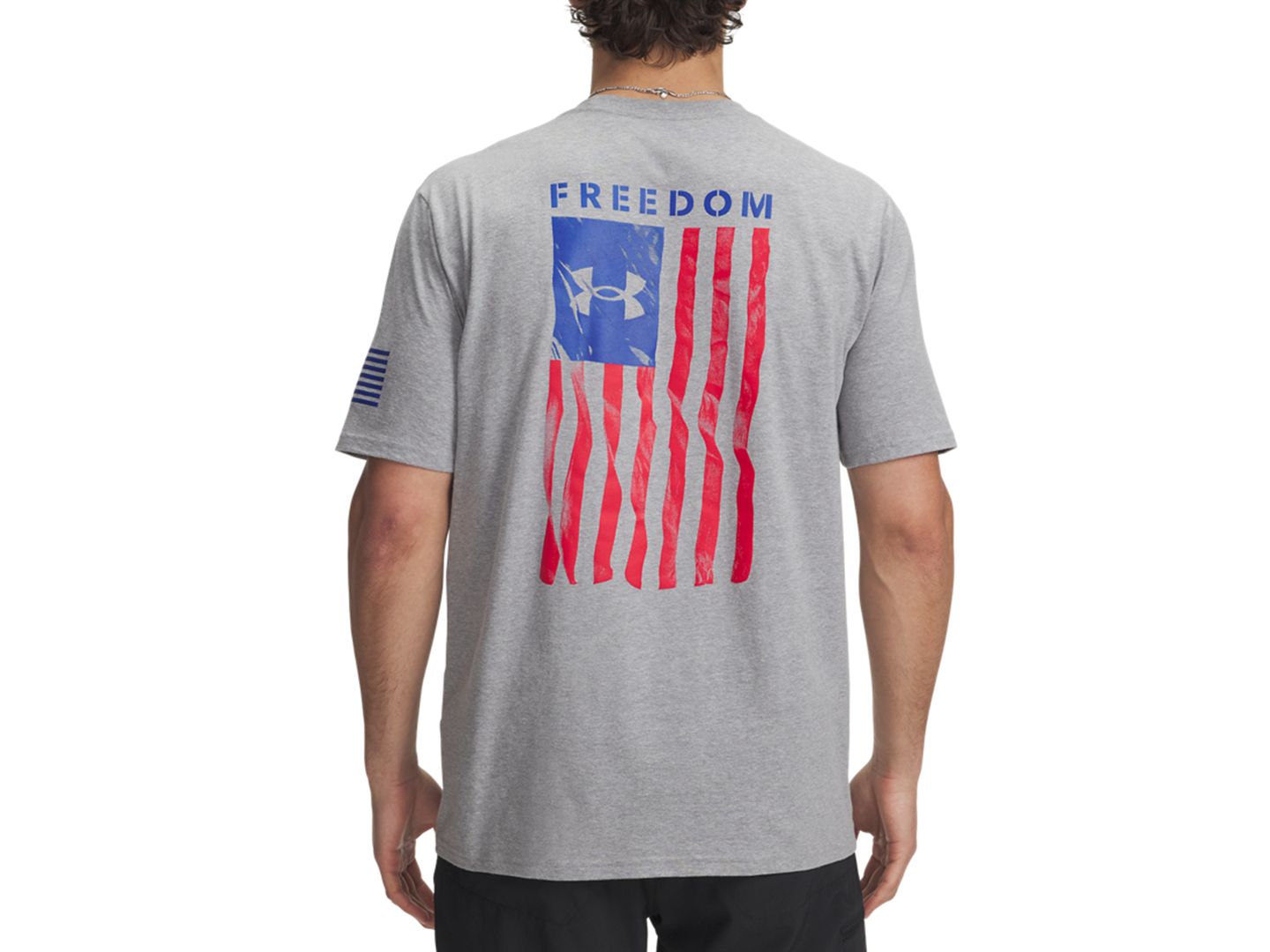Мужская футболка Under Armour Freedom Flag Logo, цвет: Стальной меланжевый / Красный — фото 1