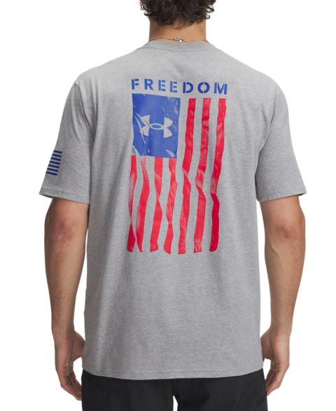 Мужская футболка Under Armour Freedom Flag Logo, цвет: Стальной меланжевый / Красный