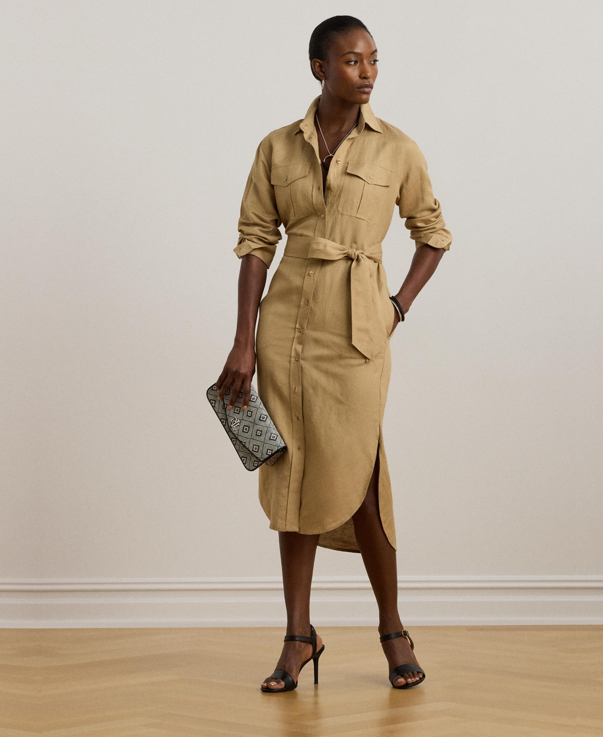 Women's Linen-Blend Shirtdress - Birch Tan