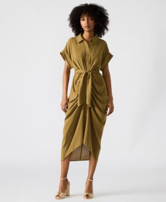 Steve Madden - Women's Tori Tie-Waist Short-Sleeve Shirtdress