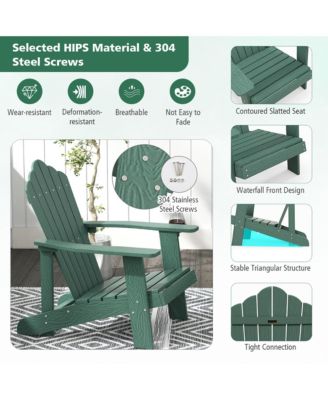 Patio HIPS Outdoor Weather Resistant Slatted Chair Adirondack Chair w/ Cup Holder