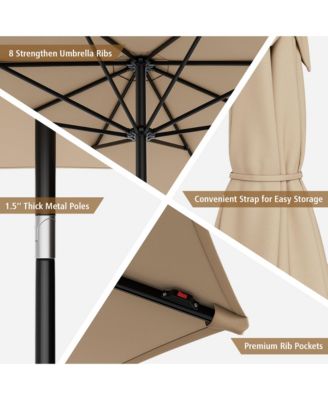 10FT Solar Patio Umbrella 112 LED Lighted Umbrella Outdoor Table Market Umbrella