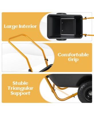 Dual-Wheel Wheelbarrow Garden Utility Cart with Pneumatic Tires-Black