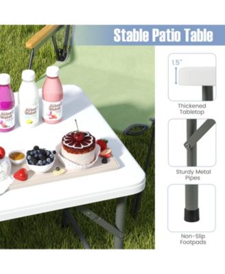 4 Feet Portable Camping Table with HDPE Tabletop and Metal Legs