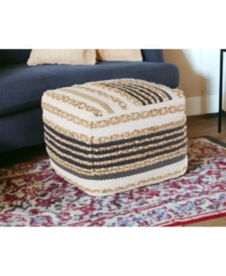 18" Tan Jute Ottoman