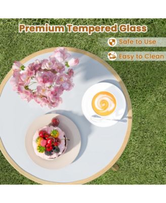 3 Pieces Outdoor Bistro PE Wicker Conversation Furniture Set-White