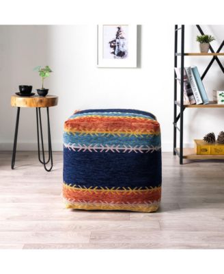 18" Multicolored Polyester Blend Ottoman