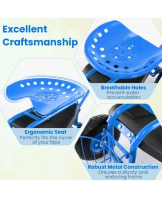 Extendable Handle Garden Cart Rolling Wagon Scooter-Blue