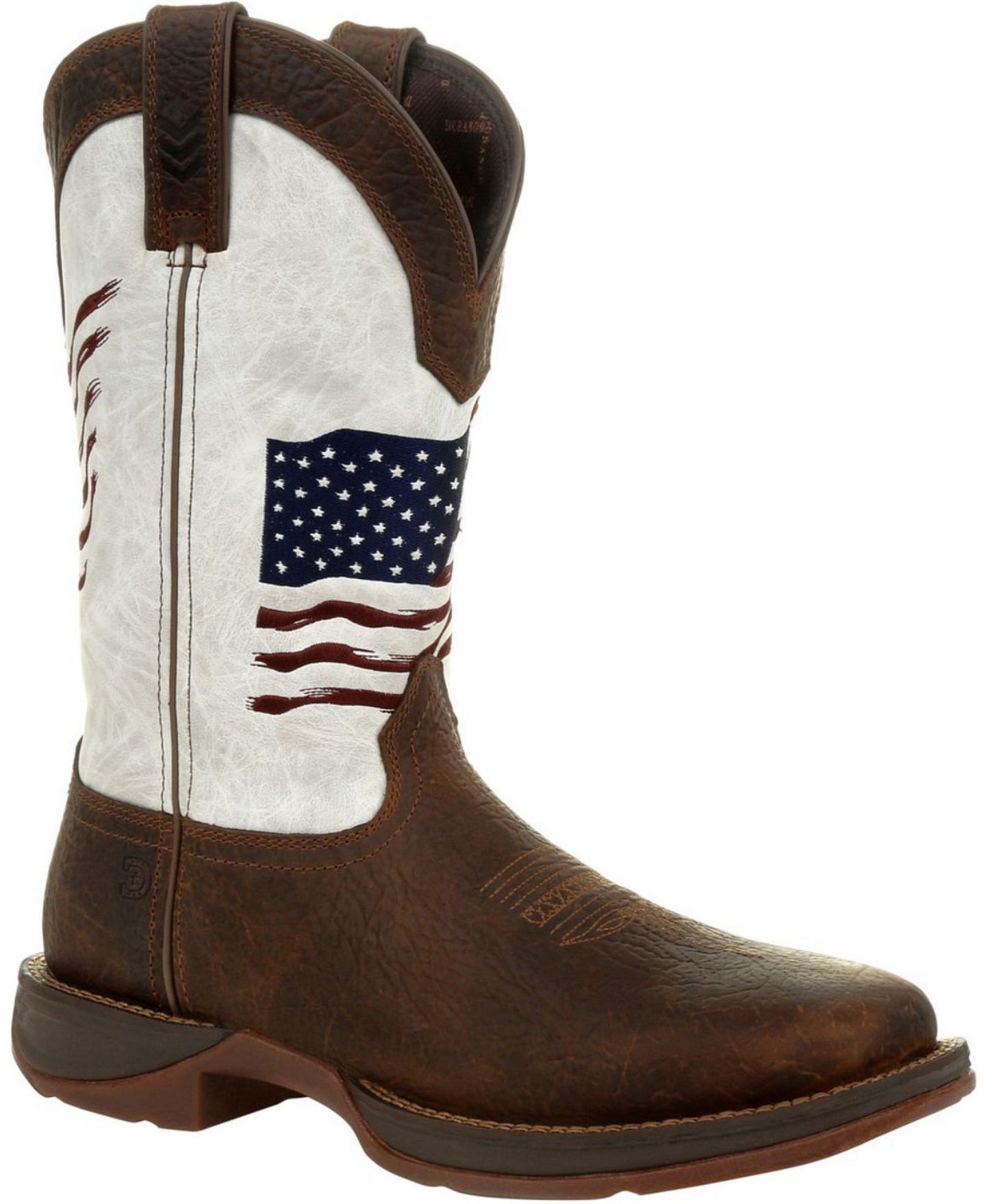 Мужские ботинки Durango Rebel by Distressed Flag Embroidery Western Boot, цвет: Коричневый / Белый — фото 1