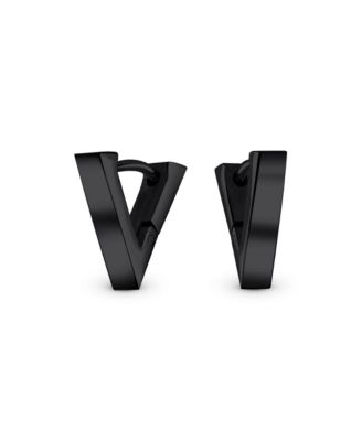 Geometric Triangle Black or Silver Mini Hoop Huggies Earrings Stainless Steel