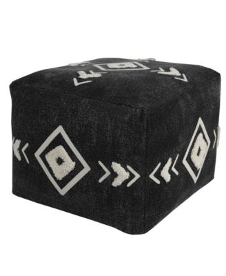 18" Black 100% Cotton Ottoman