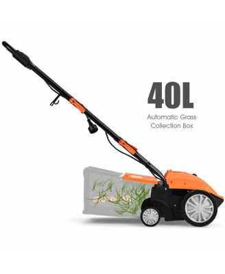 13 Inch 12 Amp Electric Scarifier with Collection Bag and Removable Blades-Orange