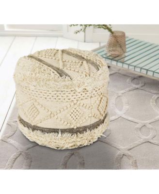 Round Wool Ottoman for Comfortable Footrest and Living Room Seating