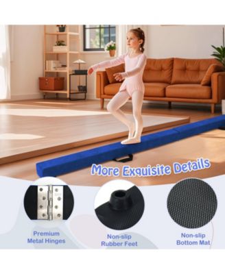 Folding Balance Beam with Solid Wood Base and Anti-slip Bottom