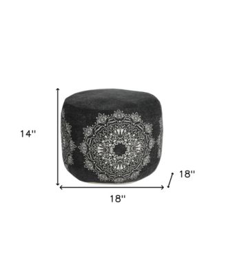 18" Black 100% Cotton Ottoman