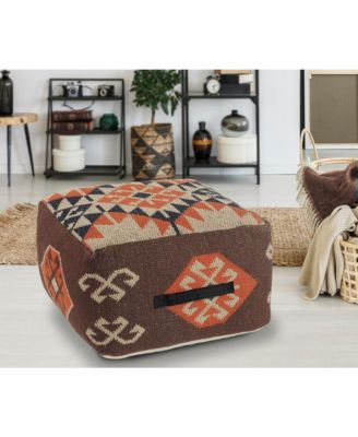 Cotton Pouf Ottoman for Living Room Footrest and Decorative Accent