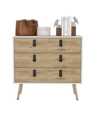 Wooden Three Drawer Dresser for Clothes and Bedroom Storage