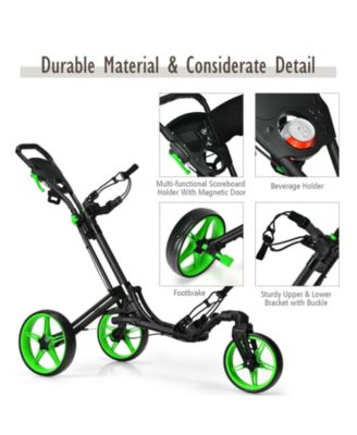 3 Wheel Folding Golf Push Cart with Scoreboard and Adjustable Handle