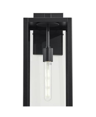 Titan Modern Outdoor Wall Light Fixtures Set of 2 Mystic Black Rectangular Frame 20" Clear Glass for Post Exterior Barn