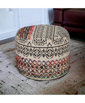 Upholstered Cotton Blend Ottoman for Footrest and Accent Furniture