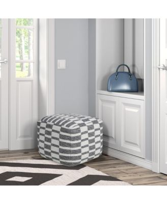 18" Grey 100% Cotton Ottoman