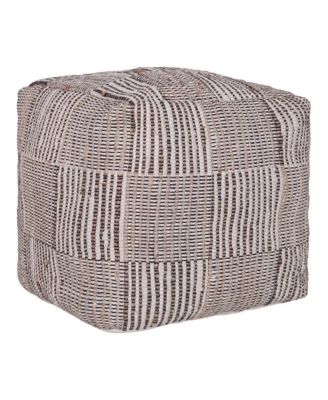 Geometric Cotton Pouf – Square Ottoman for Living Room Seating or Boho Style Accent