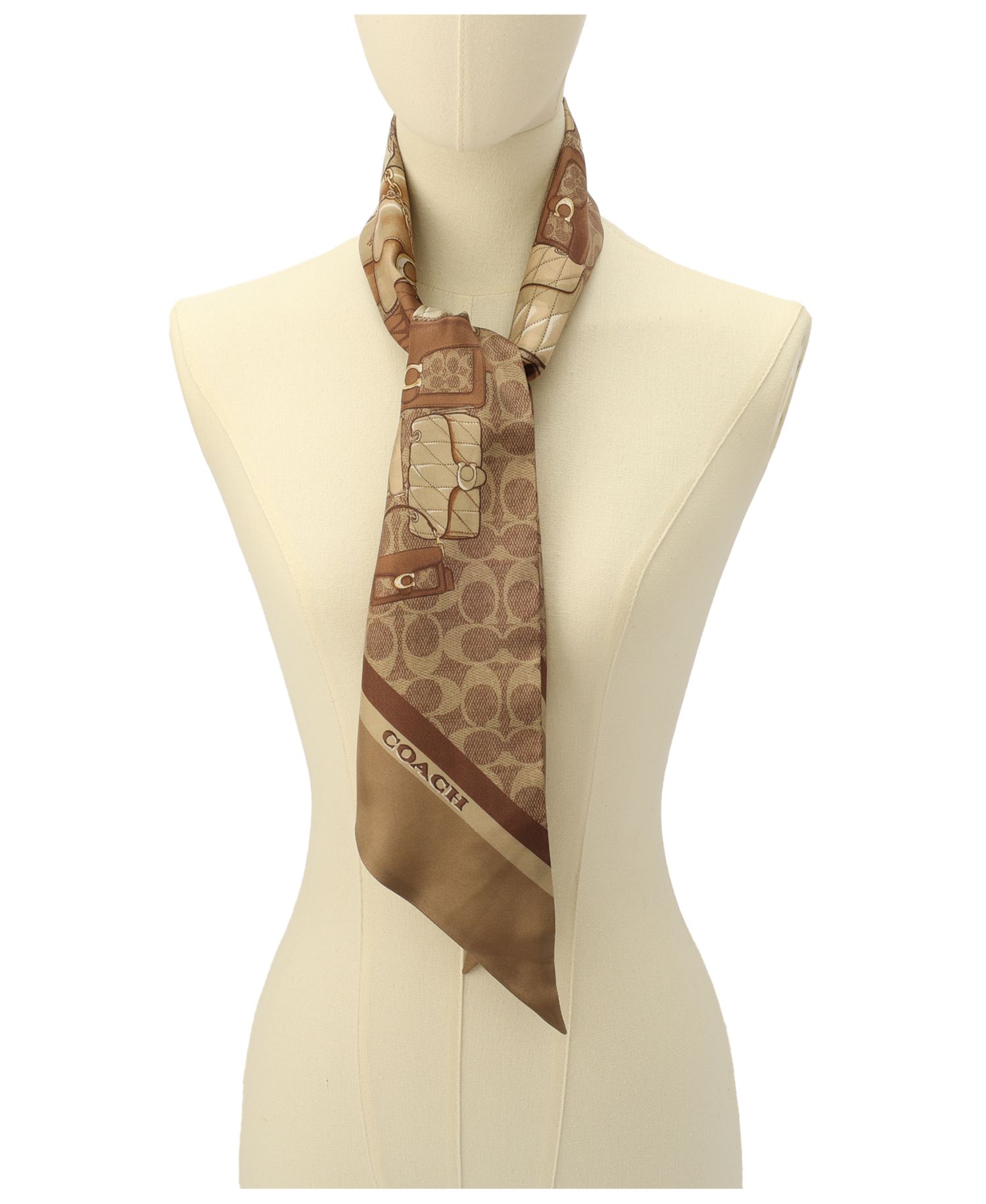 Stacked Tabby Bags Print Silk Skinny Scarf