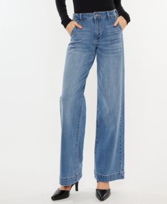 Women's High Rise Wide Leg Pull On Jeans