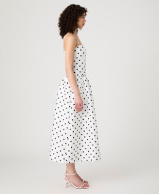 Women's Strappy Polka Dot Midi Dress