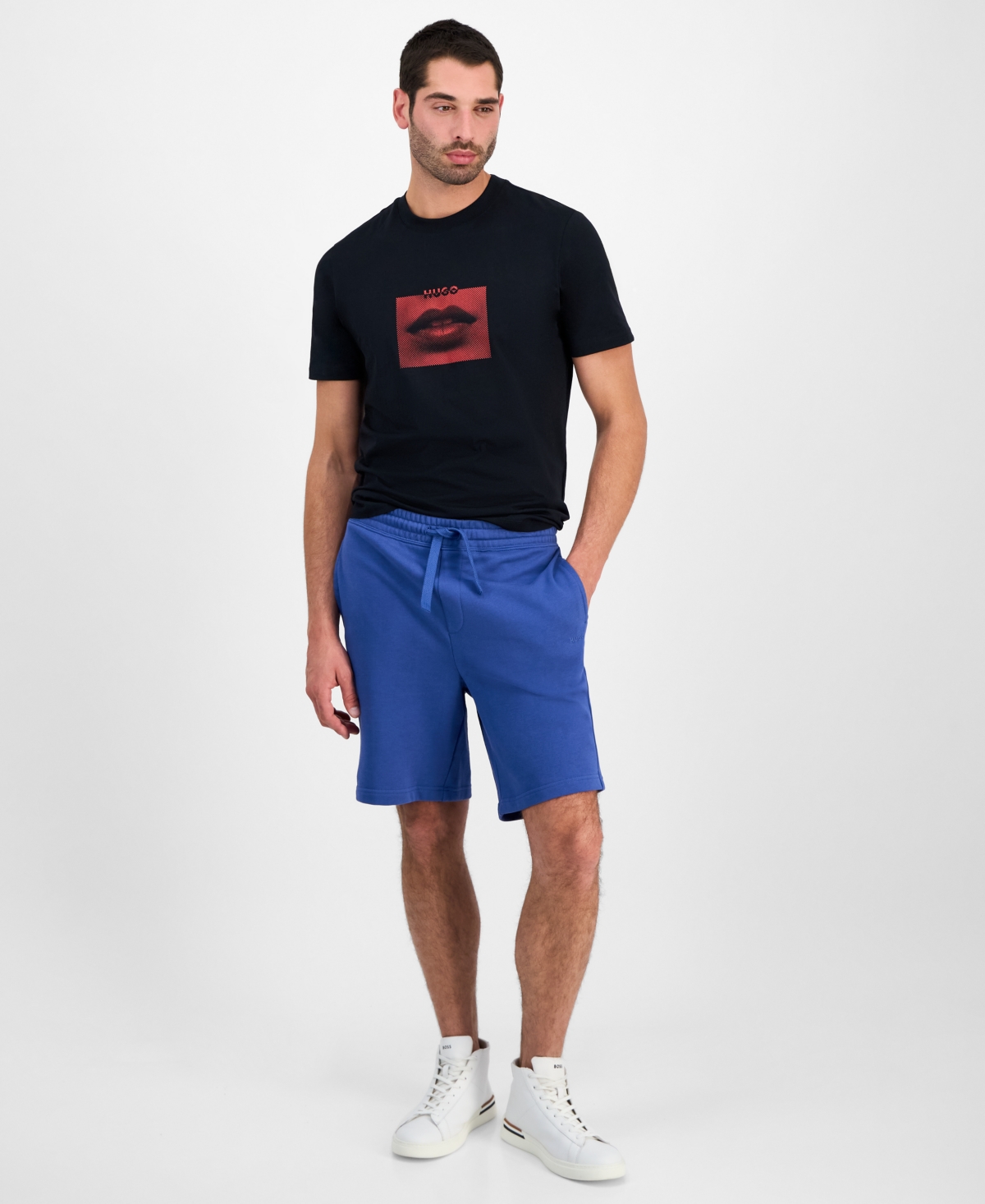 Hugo by Hugo Boss Men's Dayono Relaxed Fit Drawstring 8-2/3" Shorts - Medium Blue