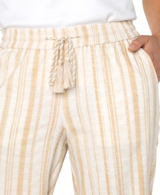 Petite Stripe Drawstring Wide-Leg Pants
