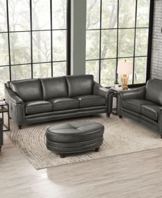 Belfast 42" Top Grain Leather Oval Ottoman