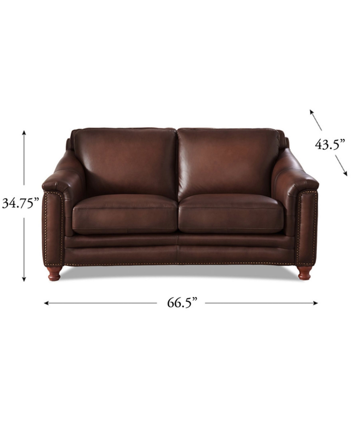 Hydeline Belfast 67" Top Grain Leather Loveseat