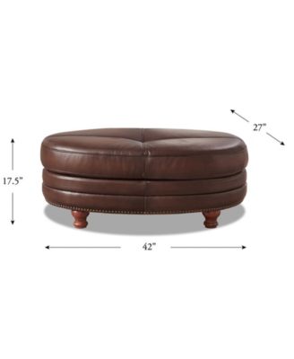 Belfast 42" Top Grain Leather Oval Ottoman
