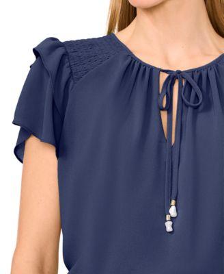 Women's Tie-Neck Tiered-Ruffle-Sleeve Blouse