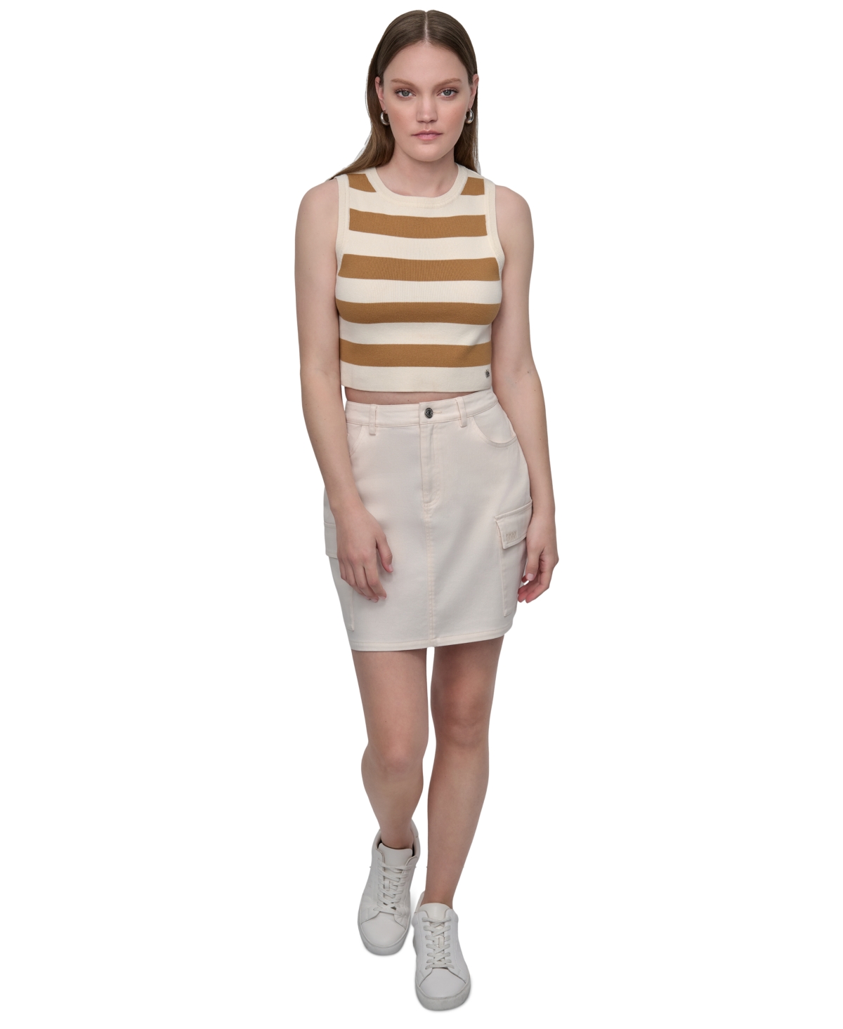 DKNY JEANS WOMEN'S CROPPED SLEEVELESS SWEATER 