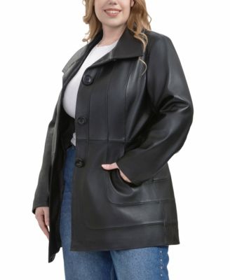 Plus Size Erika Leather Coat
